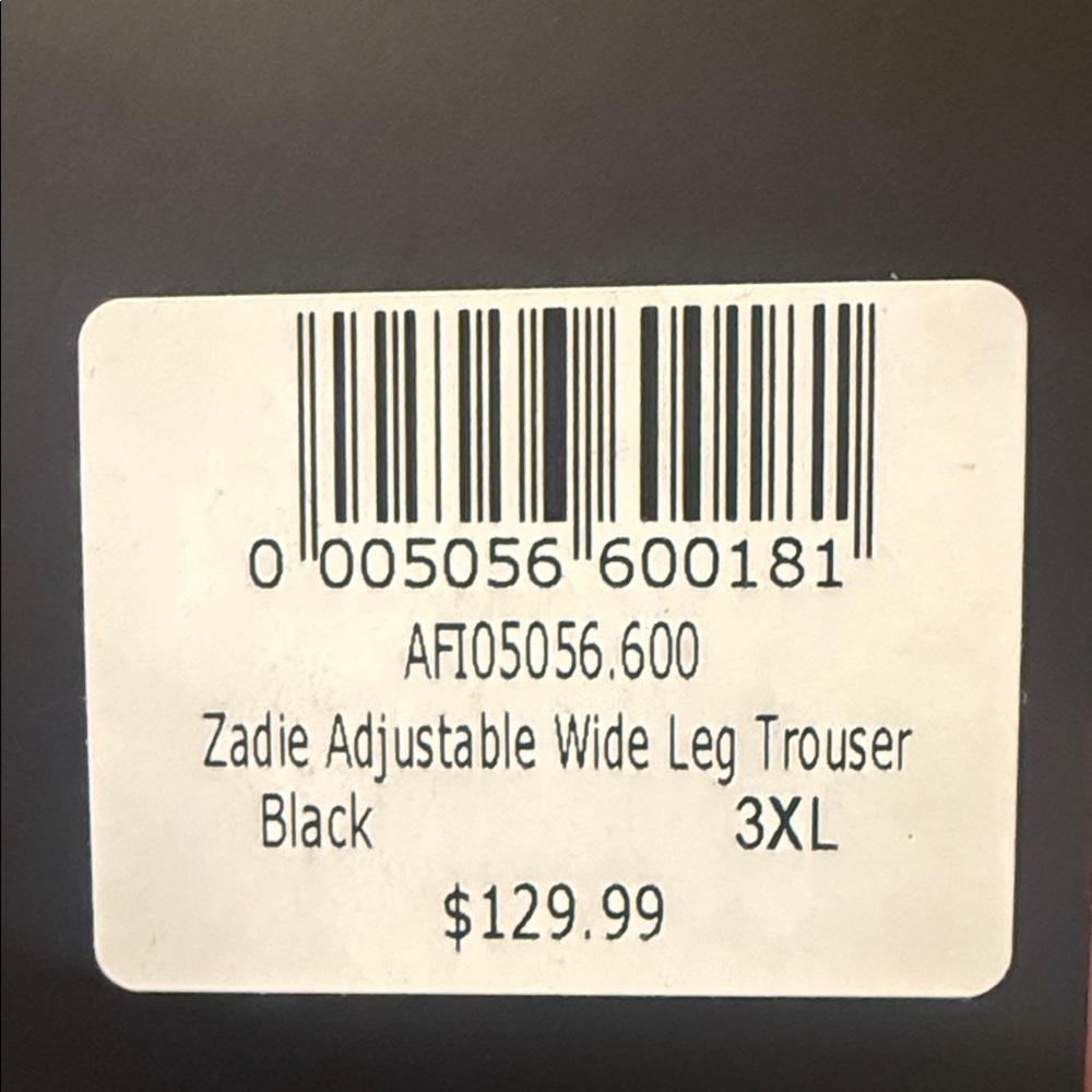 Maternity Zadie Adjustable Wide Leg Trouser - Black (3XL) US Size 14.